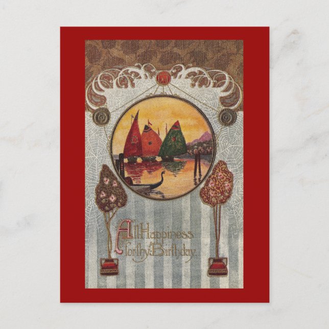 Cartão Postal Vignette Vintage Birthday (Frente)