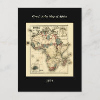 Viintage 1874 Mapa da África - Antiquado Impressão