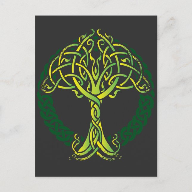 Cartão Postal Viking Celtic Knotwork Tree of Life (Frente)