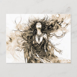 Cartão Postal Viking Deity Sketch Drawing of Norse Goddess Hel
