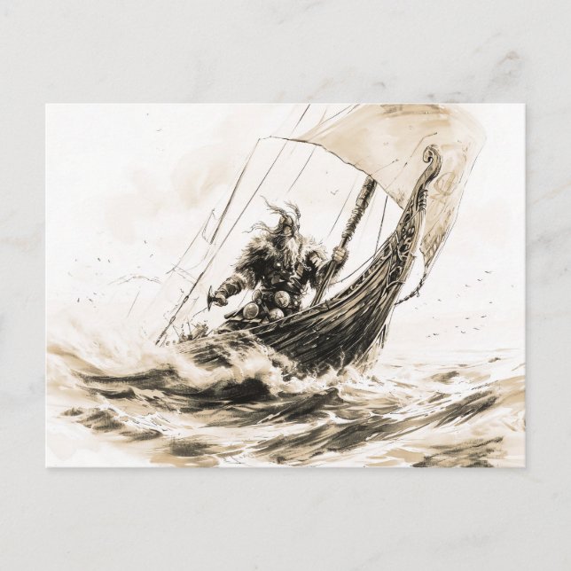 Cartão Postal Viking Deity Sketch Pen Drawing of Norse God Odin (Frente)