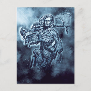 Cartão Postal VIKING Shieldmaiden Fierce Female Warrior Art