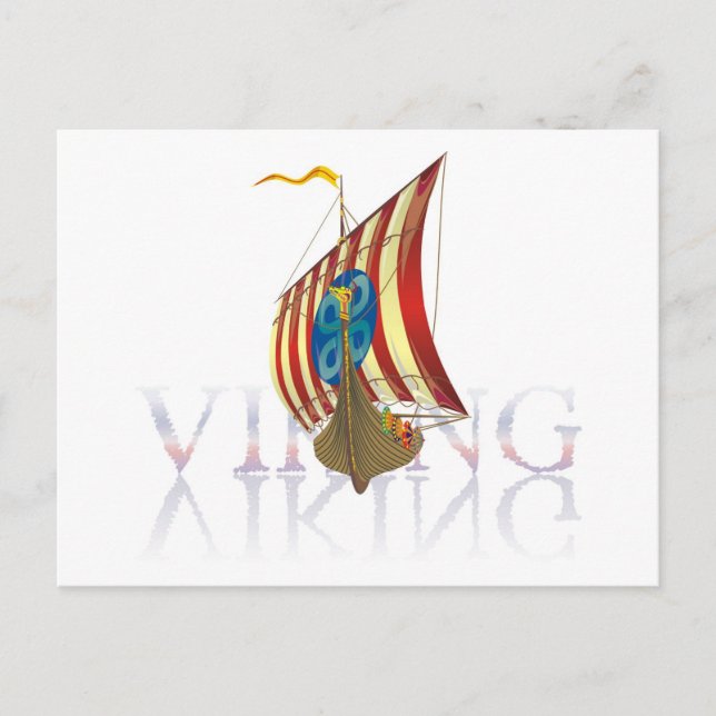 Cartão Postal Viking ship refletindo sobre a misteriosa água (Frente)