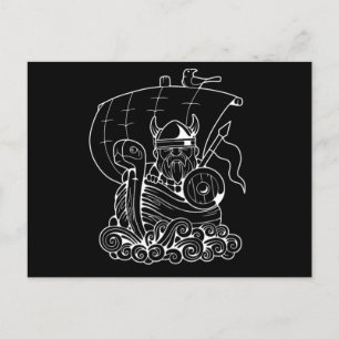 Cartão Postal Viking Ship Warrior Norse Mythology Valhalla Gift