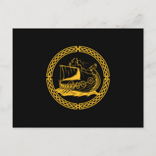 Cartão Postal Viking Ship Warrior Valhalla Norse Mythology Gift