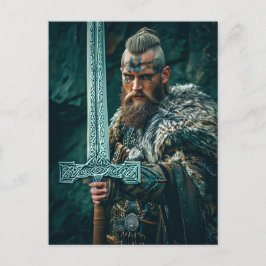Cartão Postal Viking Warrior in Authentic Attire