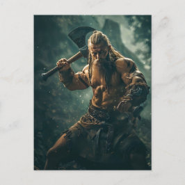Cartão Postal Viking Warrior in Authentic Attire