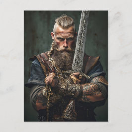 Cartão Postal Viking Warrior in Authentic Attire
