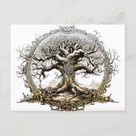 Cartão Postal VikingSketch Pen Drawing of a Norse Yggdrasil tree