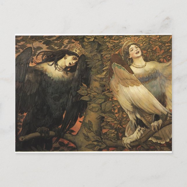 Cartão Postal Viktor Vasnetsov - As Aves da Alegria e do Tristez (Frente)