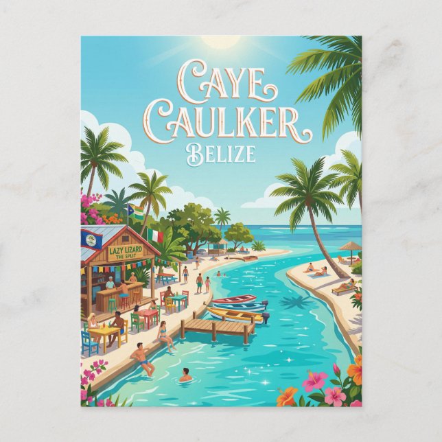 Cartão Postal Vila Caye Caulker Belize (Frente)