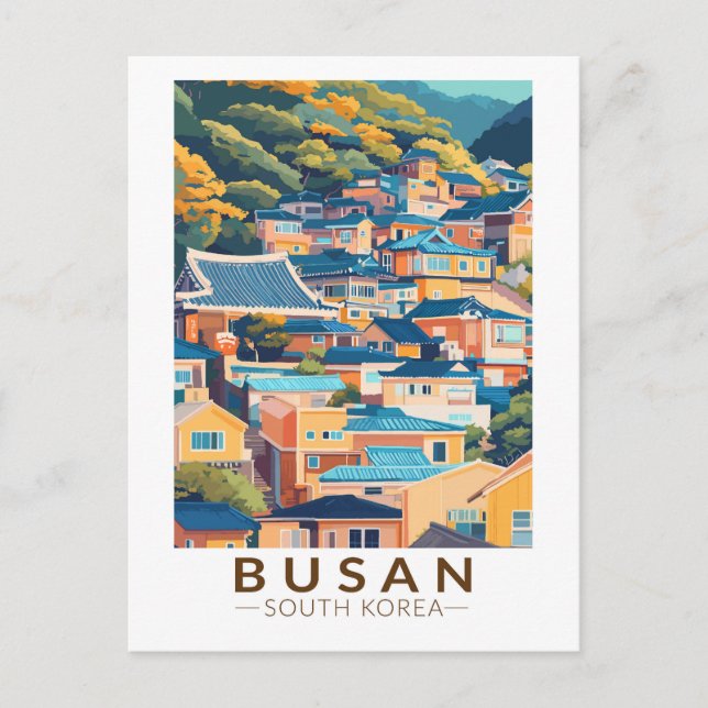 Cartão Postal Vila Cultural de Gamcheon de Busan Viagem Arte Vin (Frente)