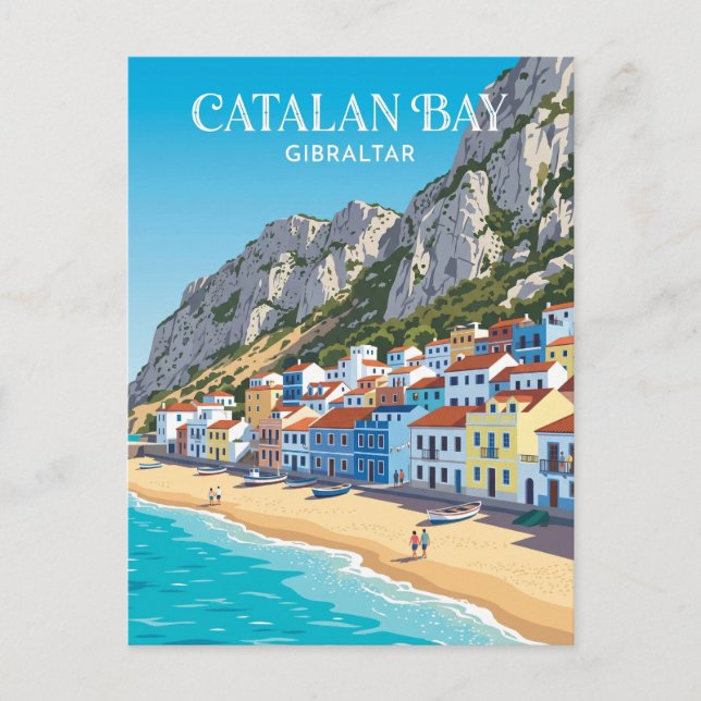 Cartão Postal Vila da Baía Catalã Gibraltar (Frente)