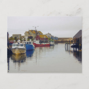 Cartão Postal Vila de Pesca Nova Escócia Canadá Art