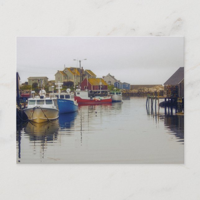 Cartão Postal Vila de Pesca Nova Escócia Canadá Art (Frente)