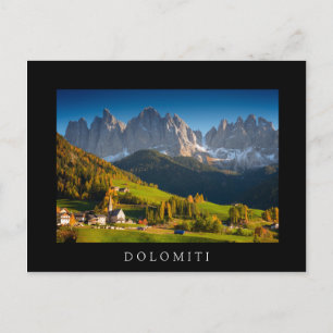 Cartão Postal Vila Dolomites no outono - Cartaz Dolomites preto