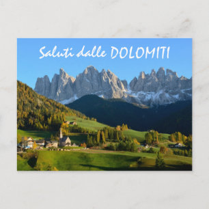 Cartão Postal Vila Dolomites no outono - texto italiano