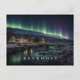Cartão Postal Vila Histórica Reykholt Islândia Aurora