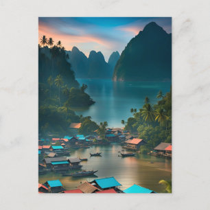 Cartão Postal Vila indonésia de pescadores