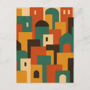 Cartão Postal Vila Mediterrânea Geométrica Abstrata