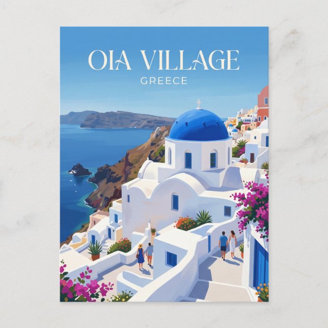 Cartão Postal Vila Oia Grécia (Frente)