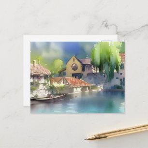 Cartão Postal Vila Ribeirinha Alemã Aquarela