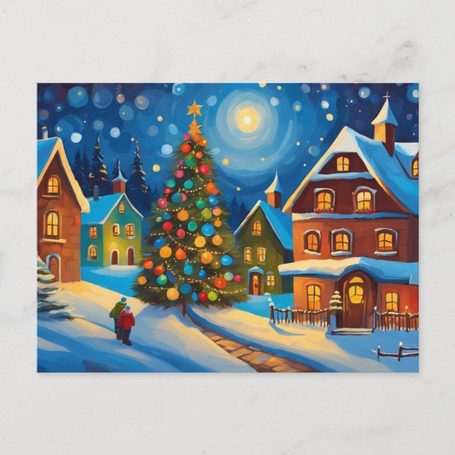 Cartão Postal Vila Snowy na véspera de Natal (Frente)