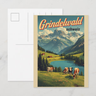 Cartão Postal Vilaça Grindelwald Village Suíça presente da natur