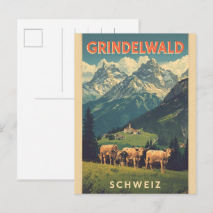Cartão Postal Vilaça Grindelwald Village Suíça presente da natur