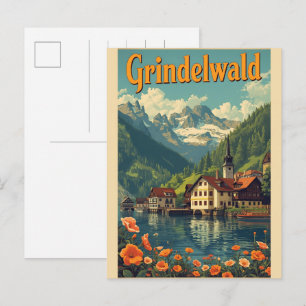 Cartão Postal Vilaça Grindelwald Village Suíça presente da natur
