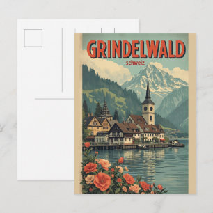 Cartão Postal Vilaça Grindelwald Village Suíça presente da natur