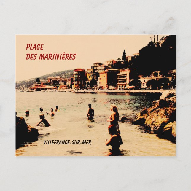 Cartão Postal Villefranche-sur-Mer, praia, (Frente)