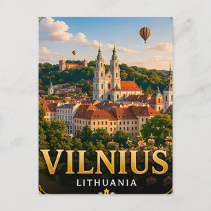 Cartão Postal Vilnius Lituânia Viagem Lembrança Para Cidade Viaj