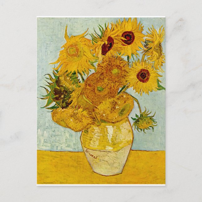 Cartão Postal Vincent Van Gogh 12 Sunflower Impressionista (Frente)
