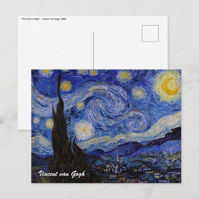 Cartão Postal Vincent Van Gogh - A noite de Starry (Frente/Verso)