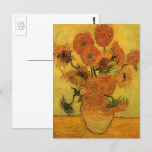 Cartão Postal Vincent van Gogh Ainda Vase com 15 Girassóis
