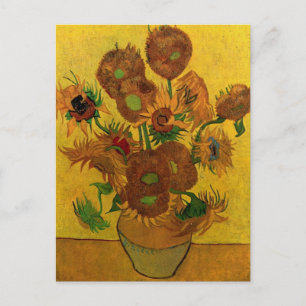 Cartão Postal Vincent van Gogh Ainda Vase com 15 Girassóis