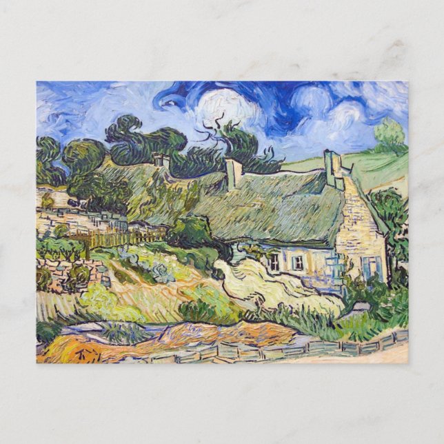 Cartão Postal Vincent Van Gogh - Algodão com Telhados (Frente)