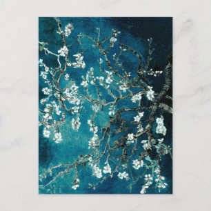 Cartão Postal Vincent Van Gogh Almond Blossoms Dark Teal