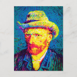 Cartão Postal Vincent Van Gogh - Autoretrato de arte Pop com cha