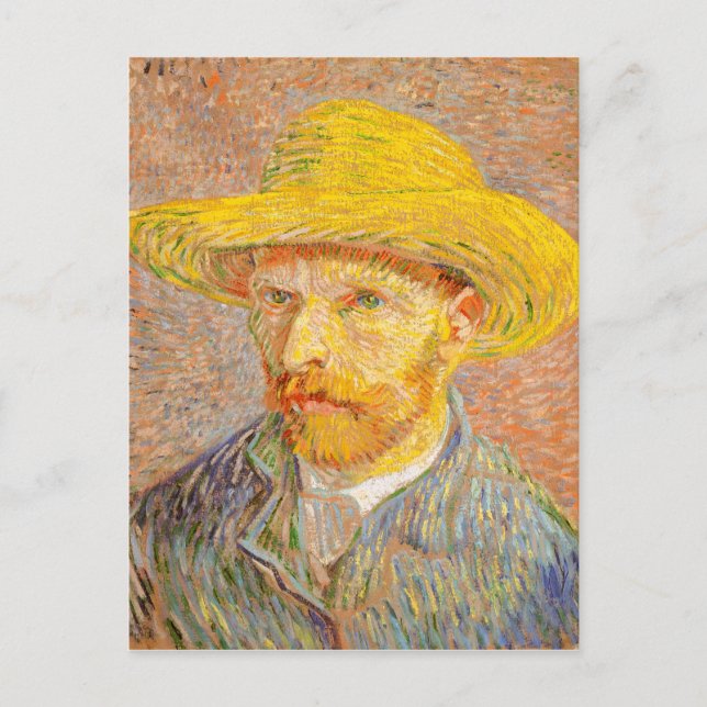 Cartão Postal Vincent Van Gogh autorretrato com arte de chapéu d (Frente)