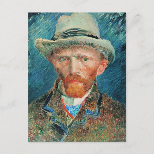 Cartão Postal Vincent van Gogh, autorretrato com chapéu (Frente)