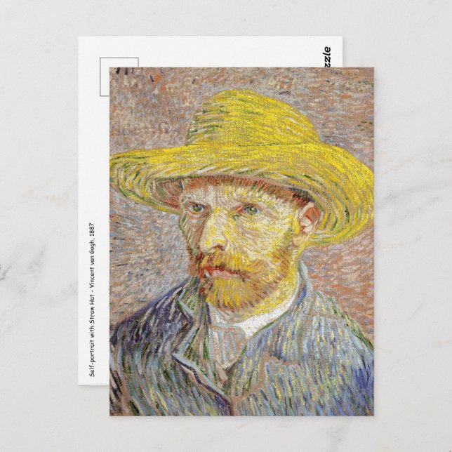 Cartão Postal Vincent van Gogh - Autorretrato com Chapéu de Palh (Frente/Verso)