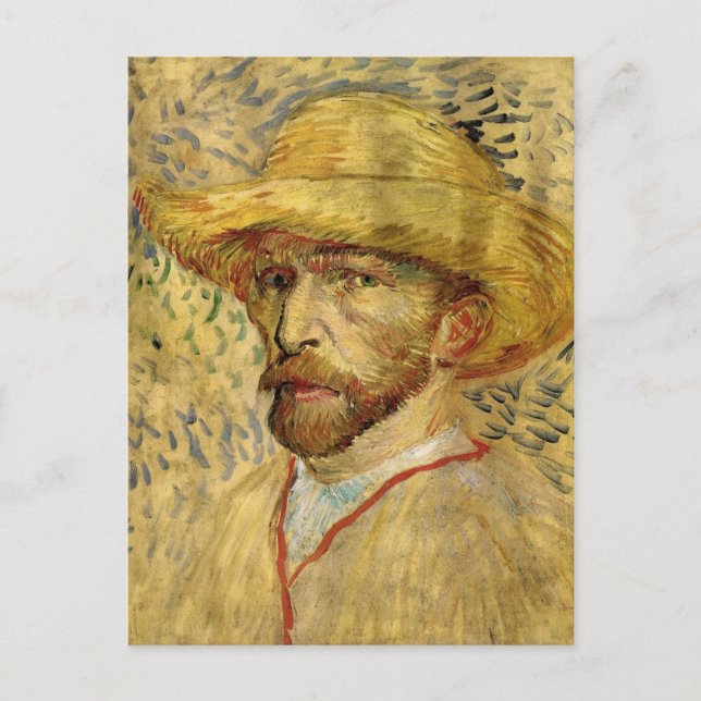Cartão Postal Vincent van Gogh autorretrato com chapéu de palha (Frente)