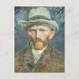 Cartão Postal Vincent Van Gogh autorretrato com Cinza Felt Hat