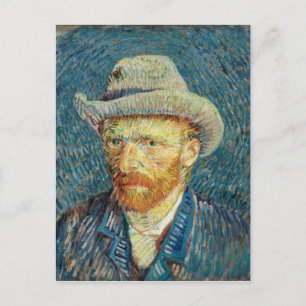 Cartão Postal Vincent Van Gogh autorretrato com Cinza Felt Hat