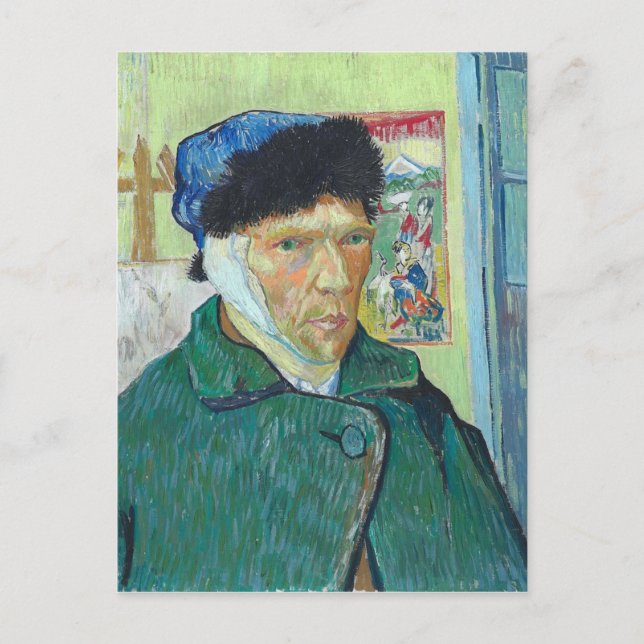 Cartão Postal Vincent Van Gogh autorretrato com Orelha Bandada (Frente)