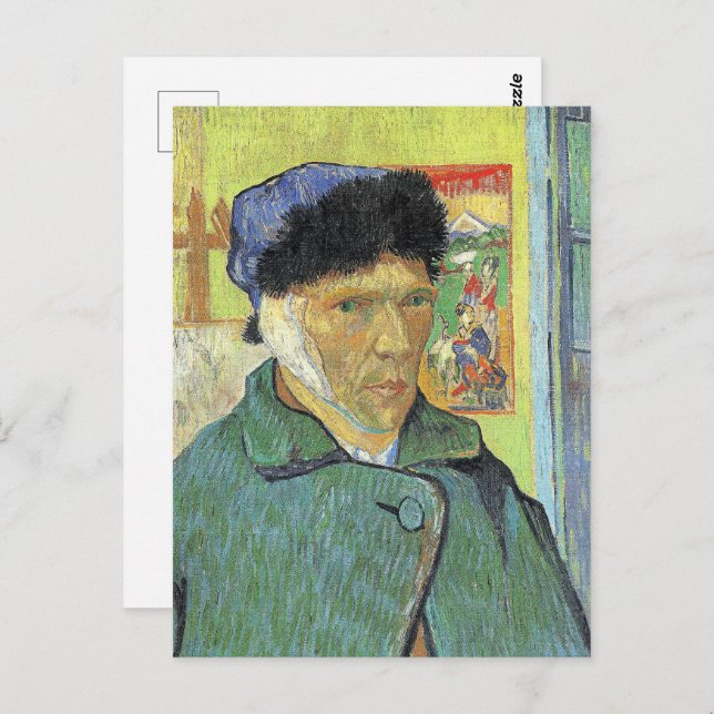 Cartão Postal Vincent van Gogh, autorretrato com Orelha Bandada, (Frente/Verso)