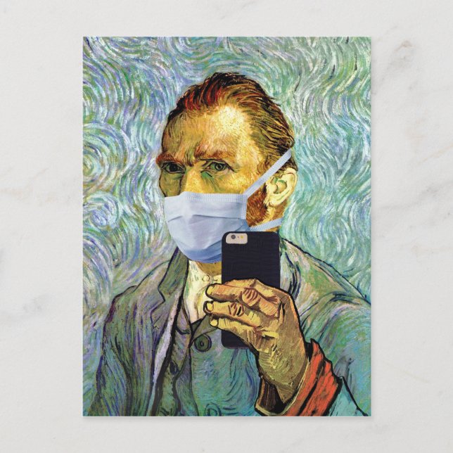 Cartão Postal Vincent Van Gogh Autorretrato Selfie Com Máscara (Frente)