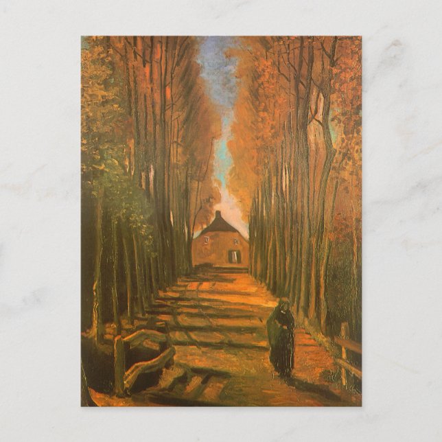 Cartão Postal Vincent van Gogh - Avenida dos Poplars no outono (Frente)